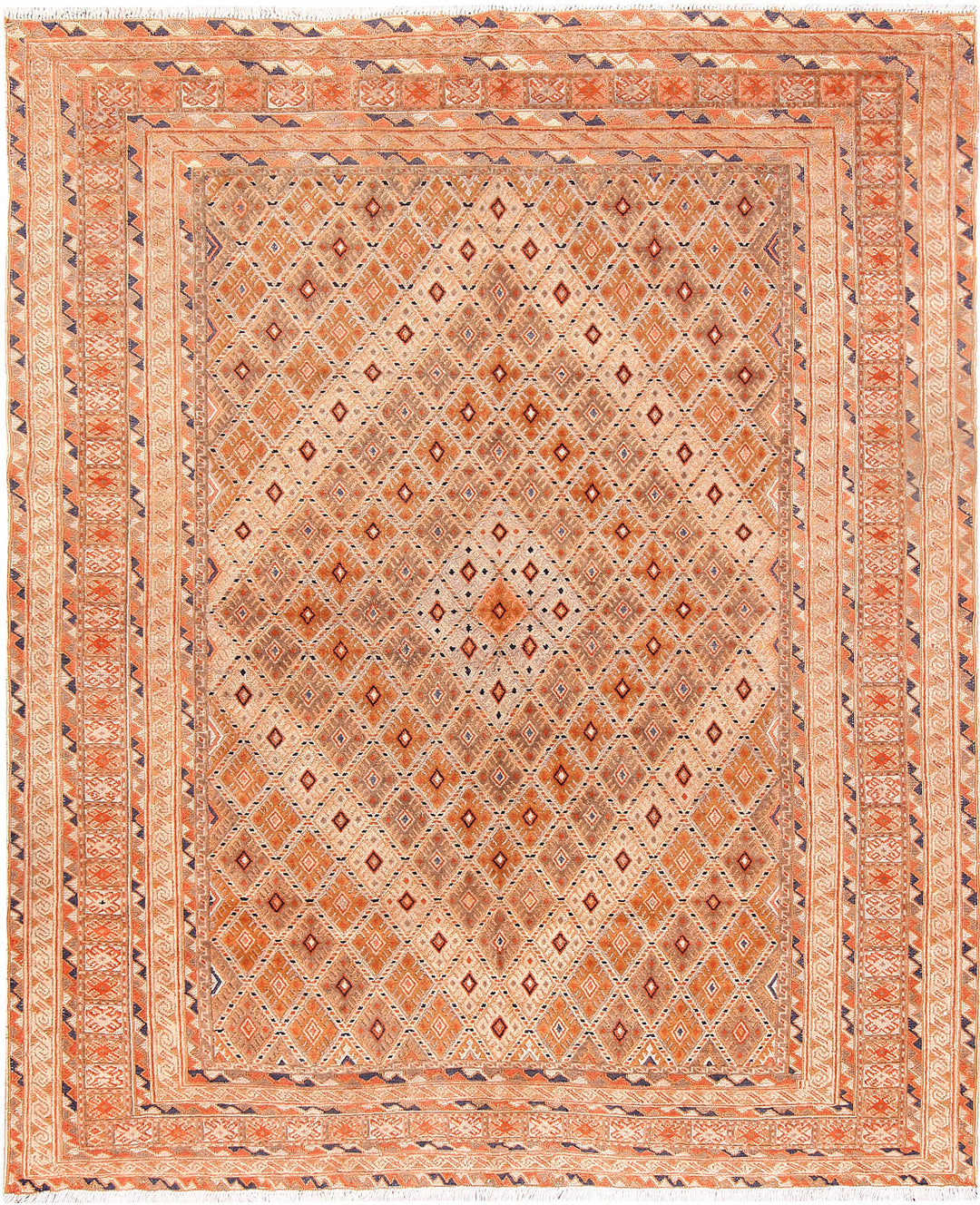Peach Afghan Mashwani Rug 5'1" x 6'1" Hand-Knotted