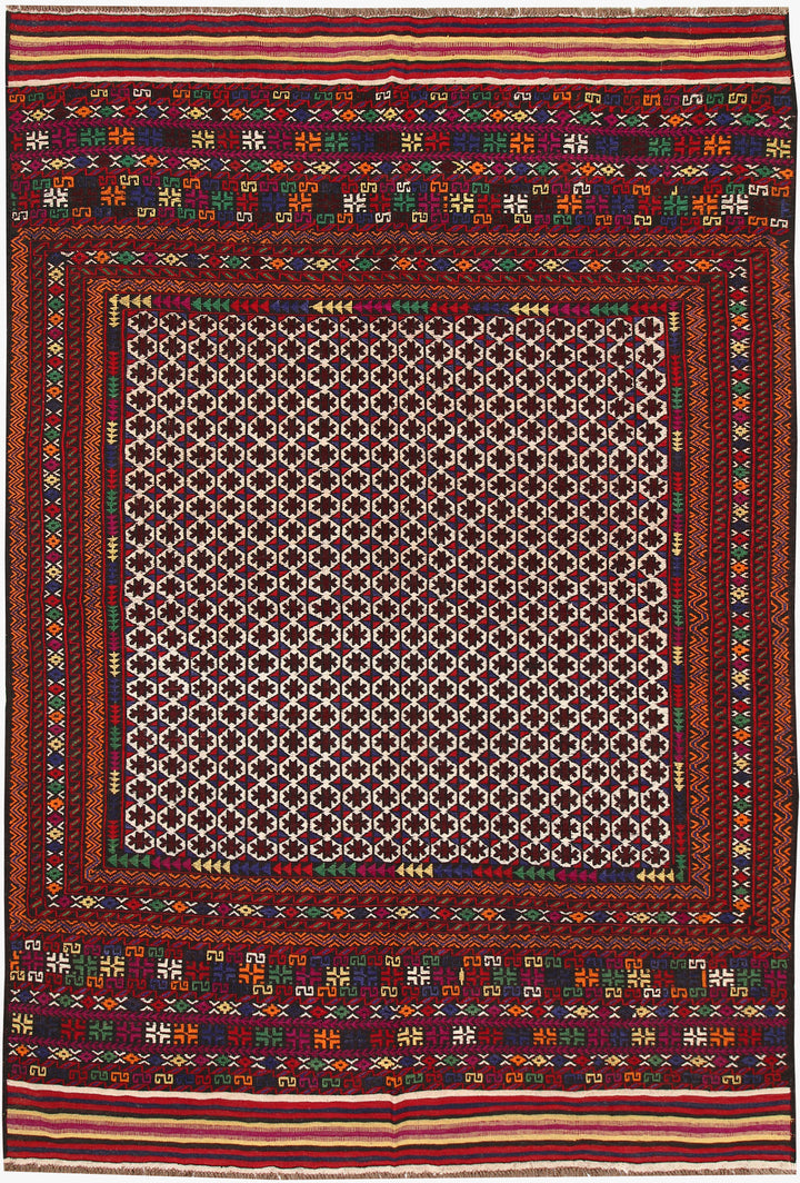 Multi Colored Soumak 6' 7 x 9' 6 - No. 64426 - ALRUG Rug Store