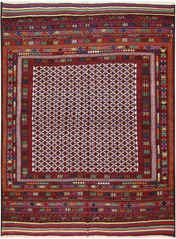 Multi Colored Soumak 6' 6 x 8' 10 - No. 64429 - ALRUG Rug Store