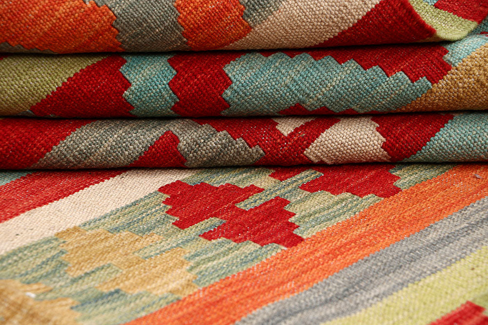 Multi Colored Kilim 6' 4 x 9' 8 - No. 64438 - ALRUG Rug Store