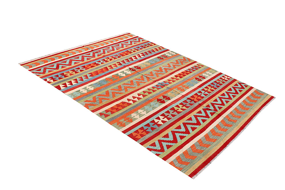 Multi Colored Kilim 6' 4 x 9' 8 - No. 64438 - ALRUG Rug Store