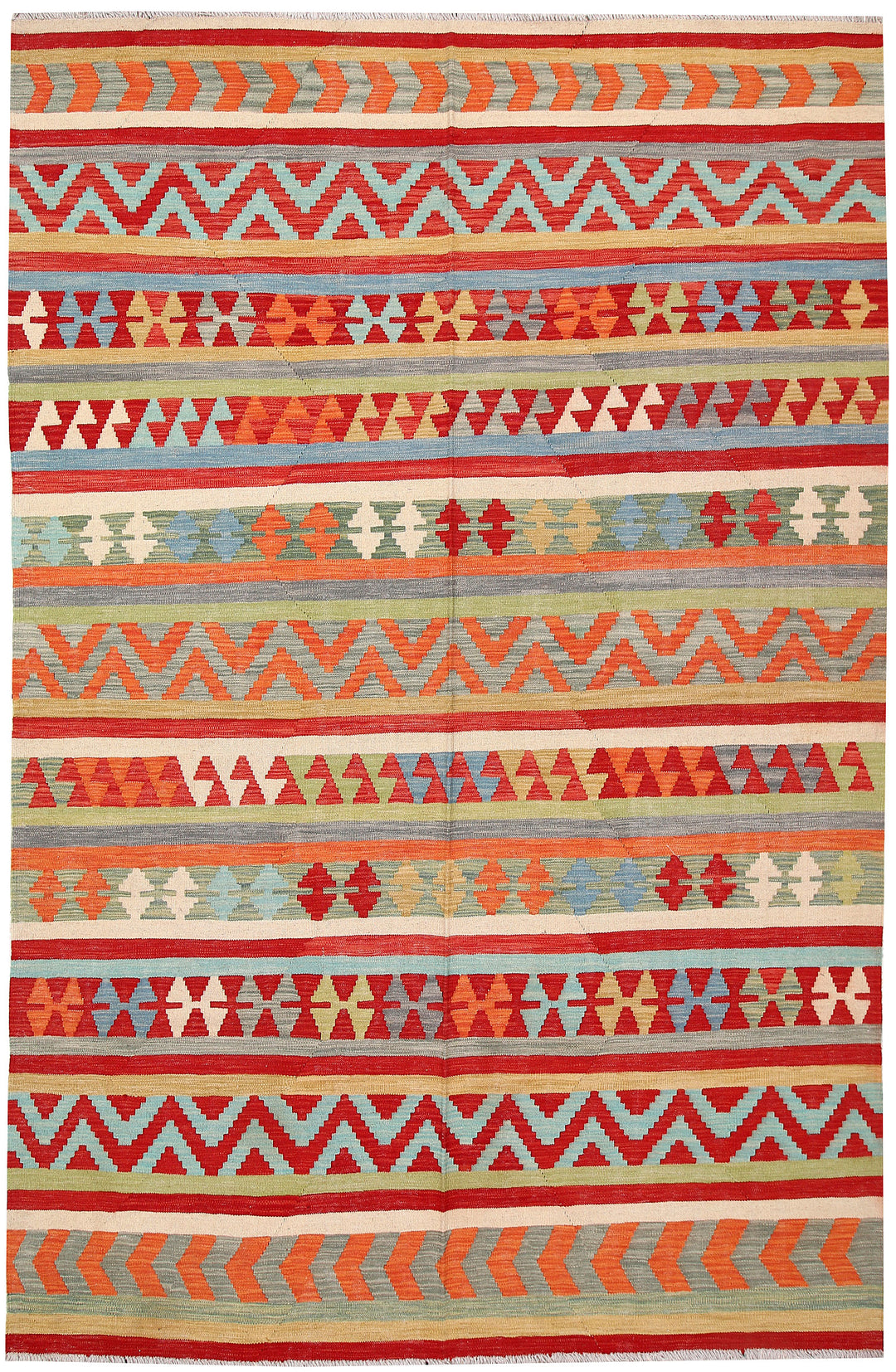Multi Colored Kilim 6' 4 x 9' 8 - No. 64438 - ALRUG Rug Store