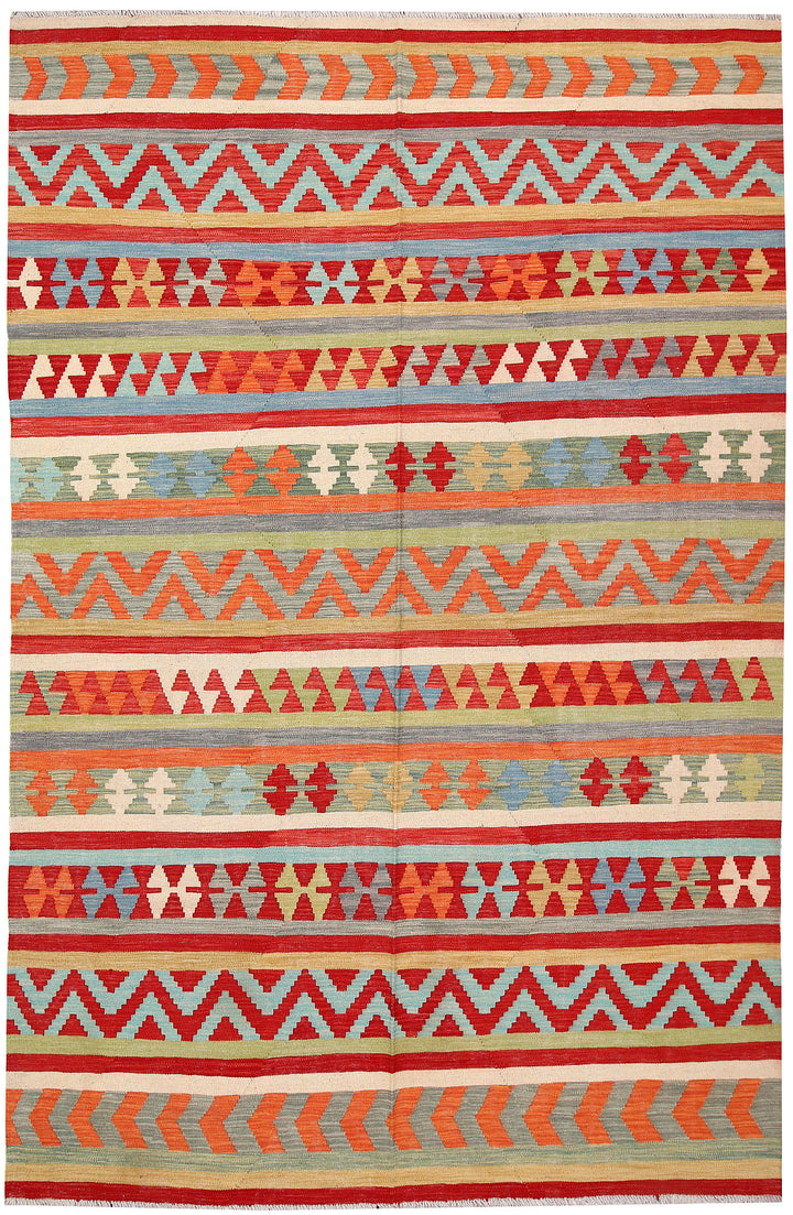 Multi Colored Kilim 6' 4 x 9' 8 - No. 64438 - ALRUG Rug Store