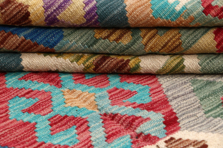 Multi Colored Kilim 6' 11 x 9' 7 - No. 64439 - ALRUG Rug Store