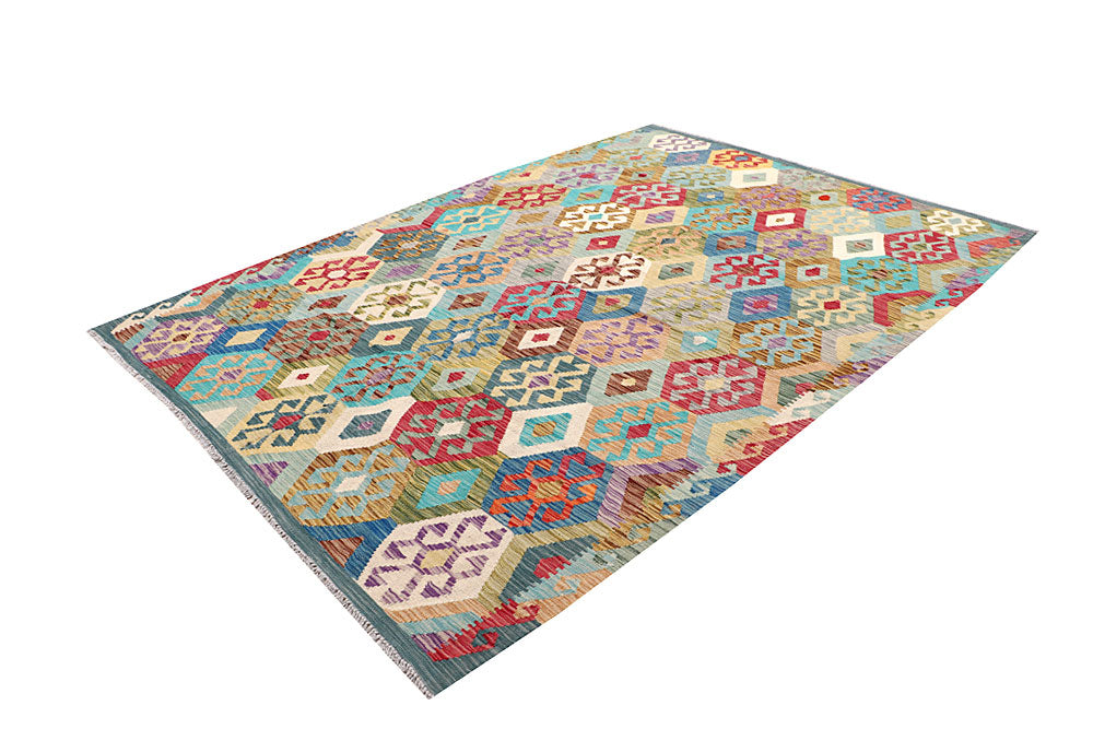 Multi Colored Kilim 6' 11 x 9' 7 - No. 64439 - ALRUG Rug Store