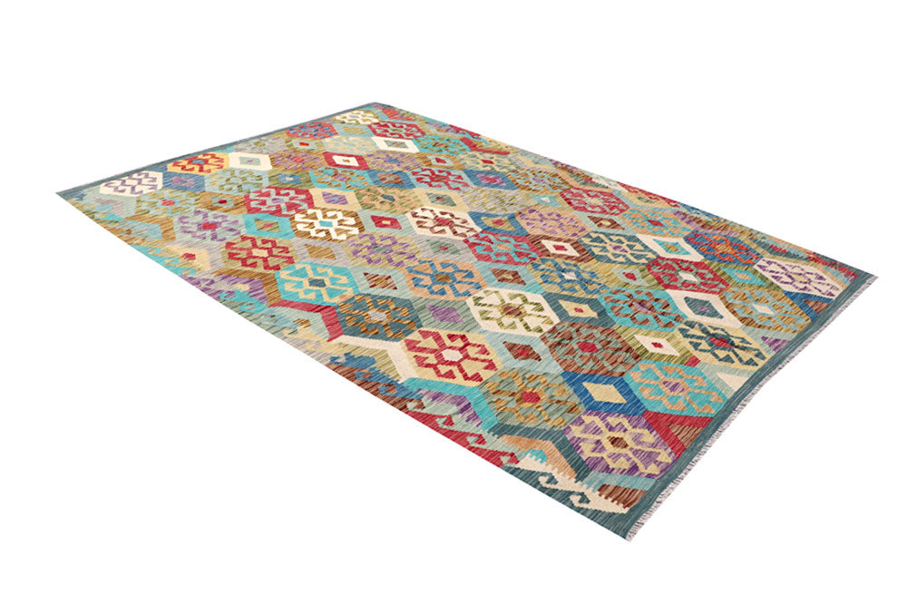 Multi Colored Kilim 6' 11 x 9' 7 - No. 64439 - ALRUG Rug Store