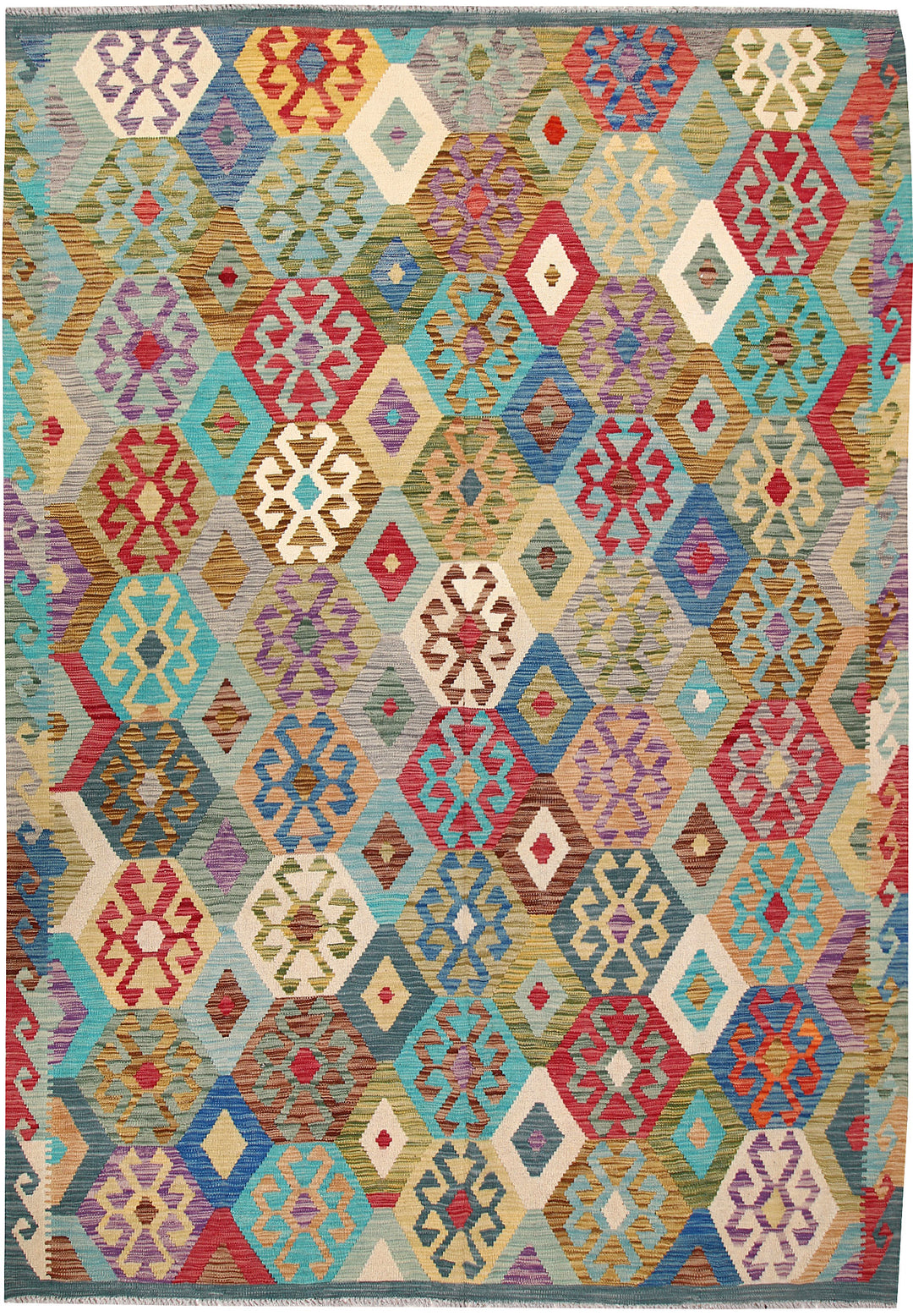 Multi Colored Kilim 6' 11 x 9' 7 - No. 64439 - ALRUG Rug Store