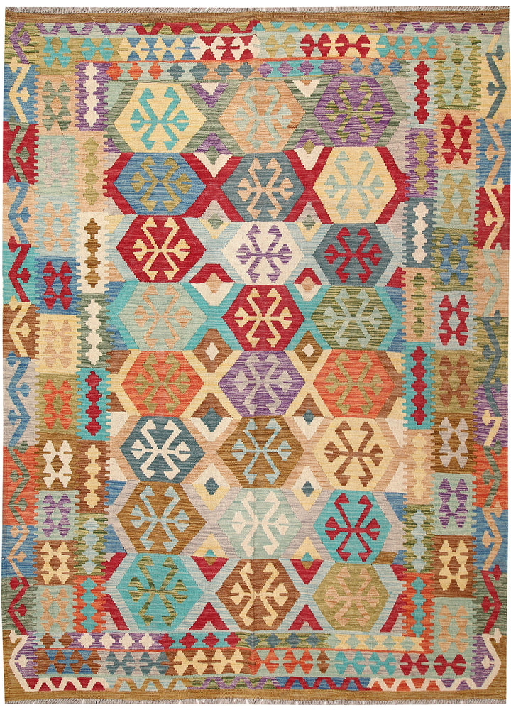 Multi Colored Kilim 6' 10 x 9' 6 - No. 64441 - ALRUG Rug Store