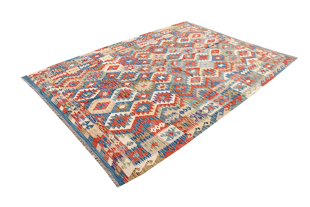 Multi Colored Kilim 6' 7 x 9' - No. 64445 - ALRUG Rug Store