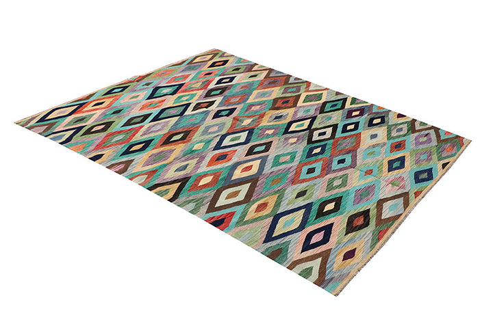 Multi Colored Kilim 6' 3 x 9' 7 - No. 64447 - ALRUG Rug Store