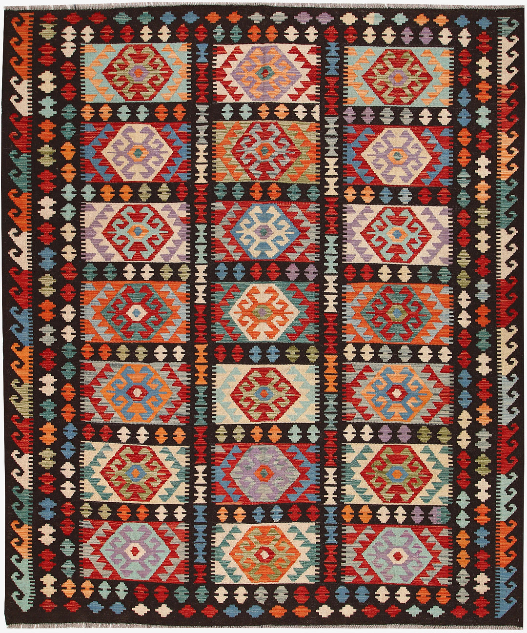 Multi Colored Kilim 6' 8 x 8' 2 - No. 64450 - ALRUG Rug Store