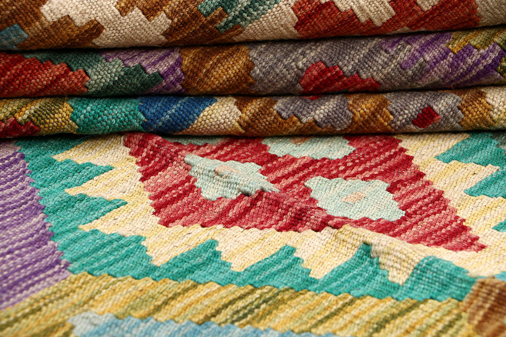 Multi Colored Kilim 6' 10 x 9' 9 - No. 64455 - ALRUG Rug Store