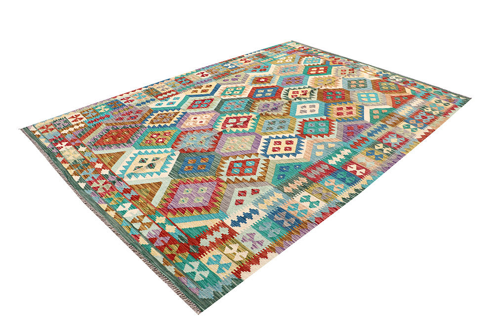 Multi Colored Kilim 6' 10 x 9' 9 - No. 64455 - ALRUG Rug Store