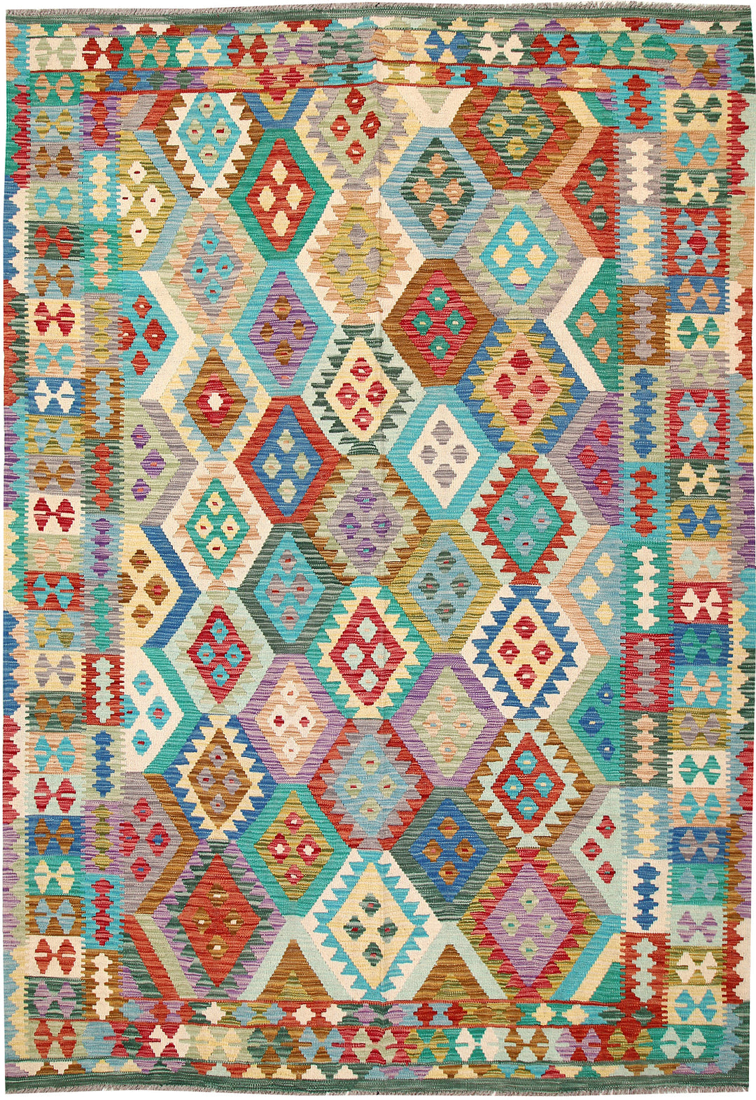 Multi Colored Kilim 6' 10 x 9' 9 - No. 64455 - ALRUG Rug Store