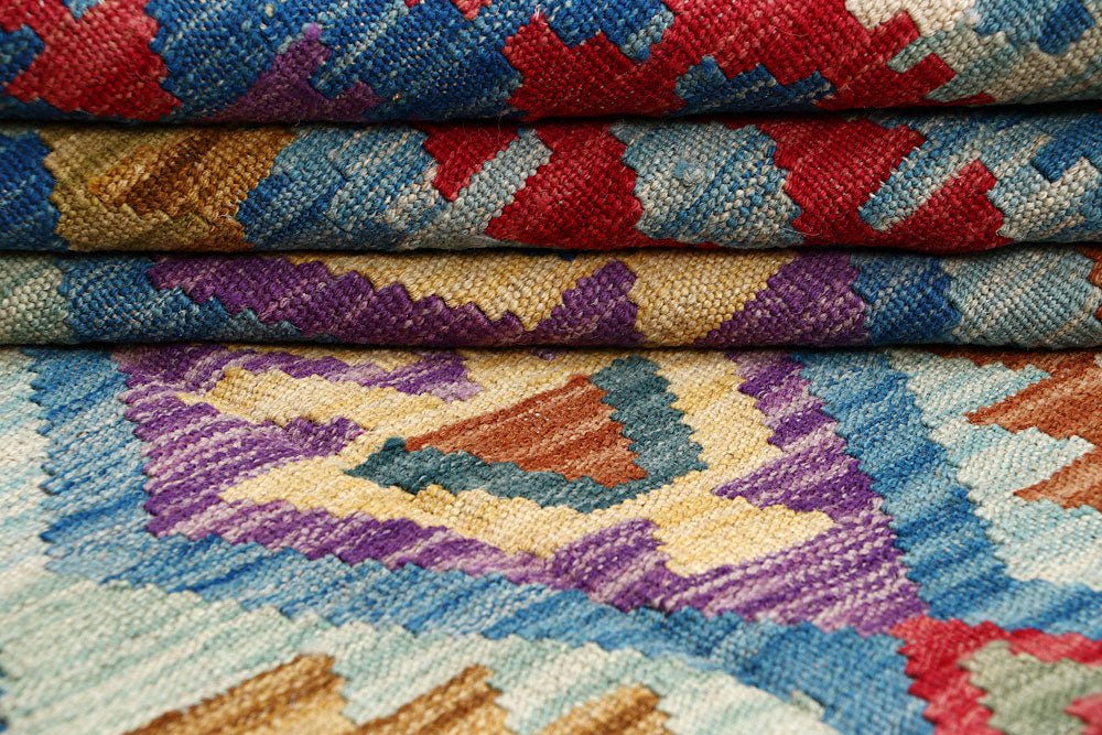 Multi Colored Kilim 6' 11 x 9' 9 - No. 64456 - ALRUG Rug Store