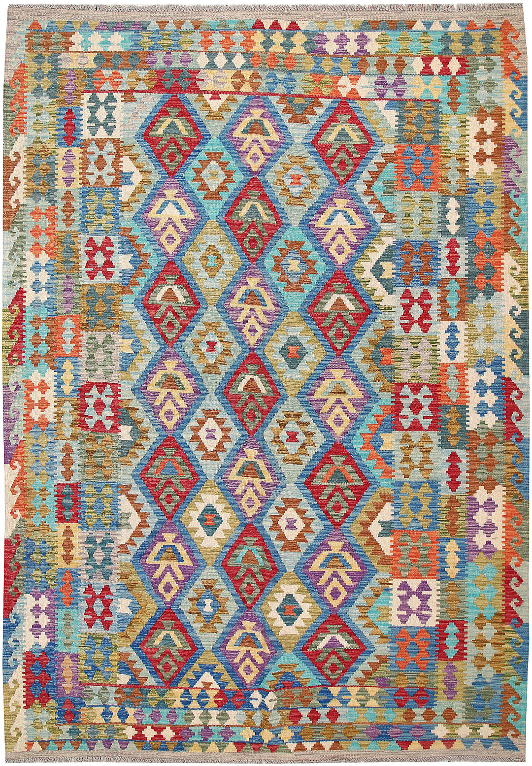 Multi Colored Kilim 6' 11 x 9' 9 - No. 64456 - ALRUG Rug Store