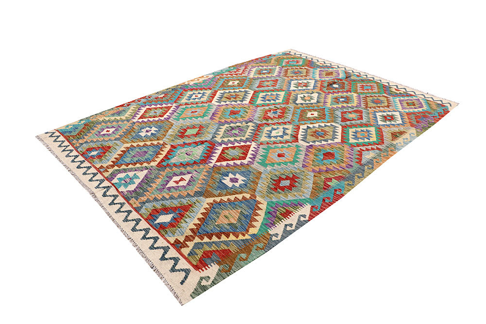 Multi Colored Kilim 6' 10 x 9' 8 - No. 64458 - ALRUG Rug Store