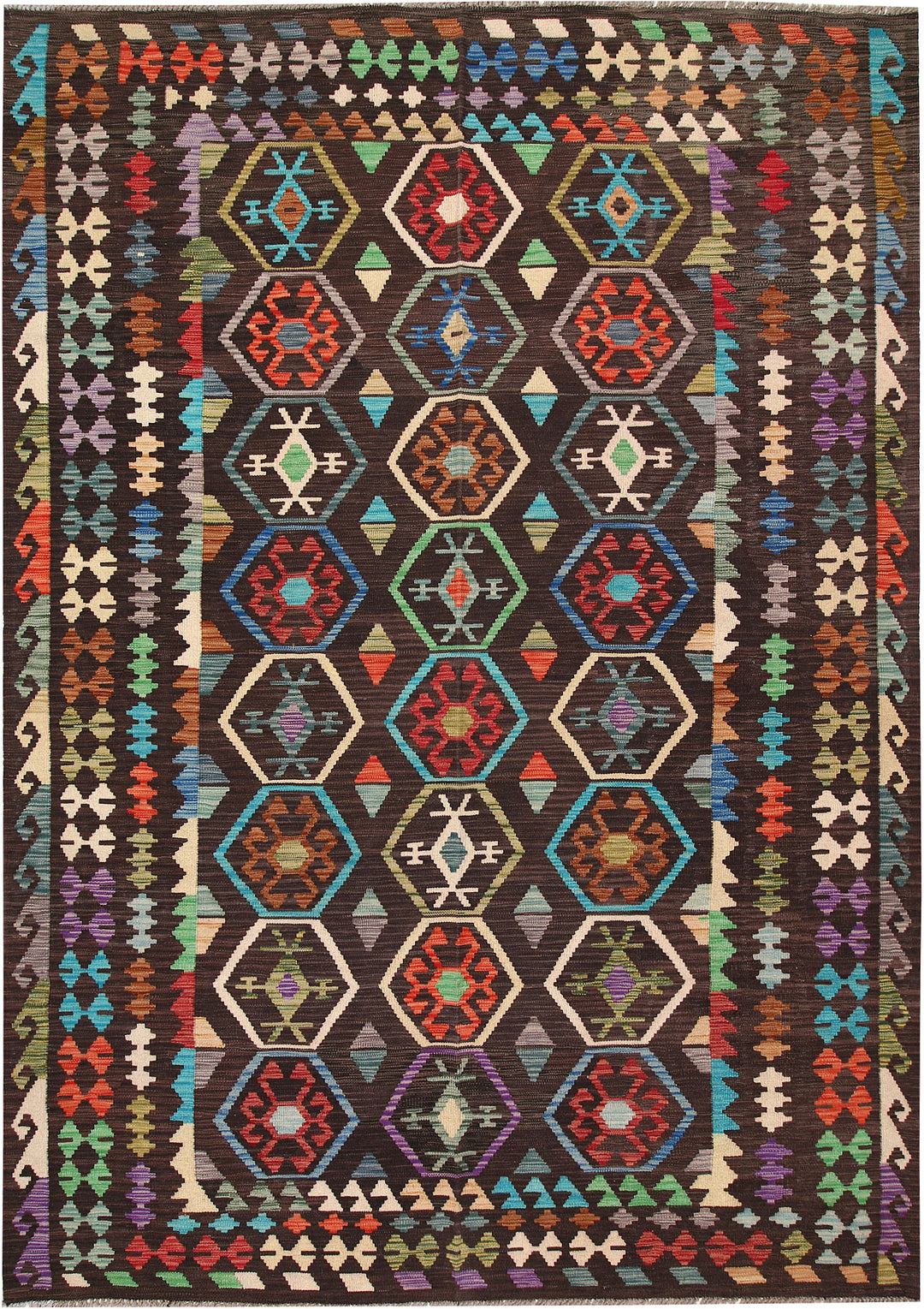 Multi Colored Kilim 6' 11 x 9' 10 - No. 64460 - ALRUG Rug Store
