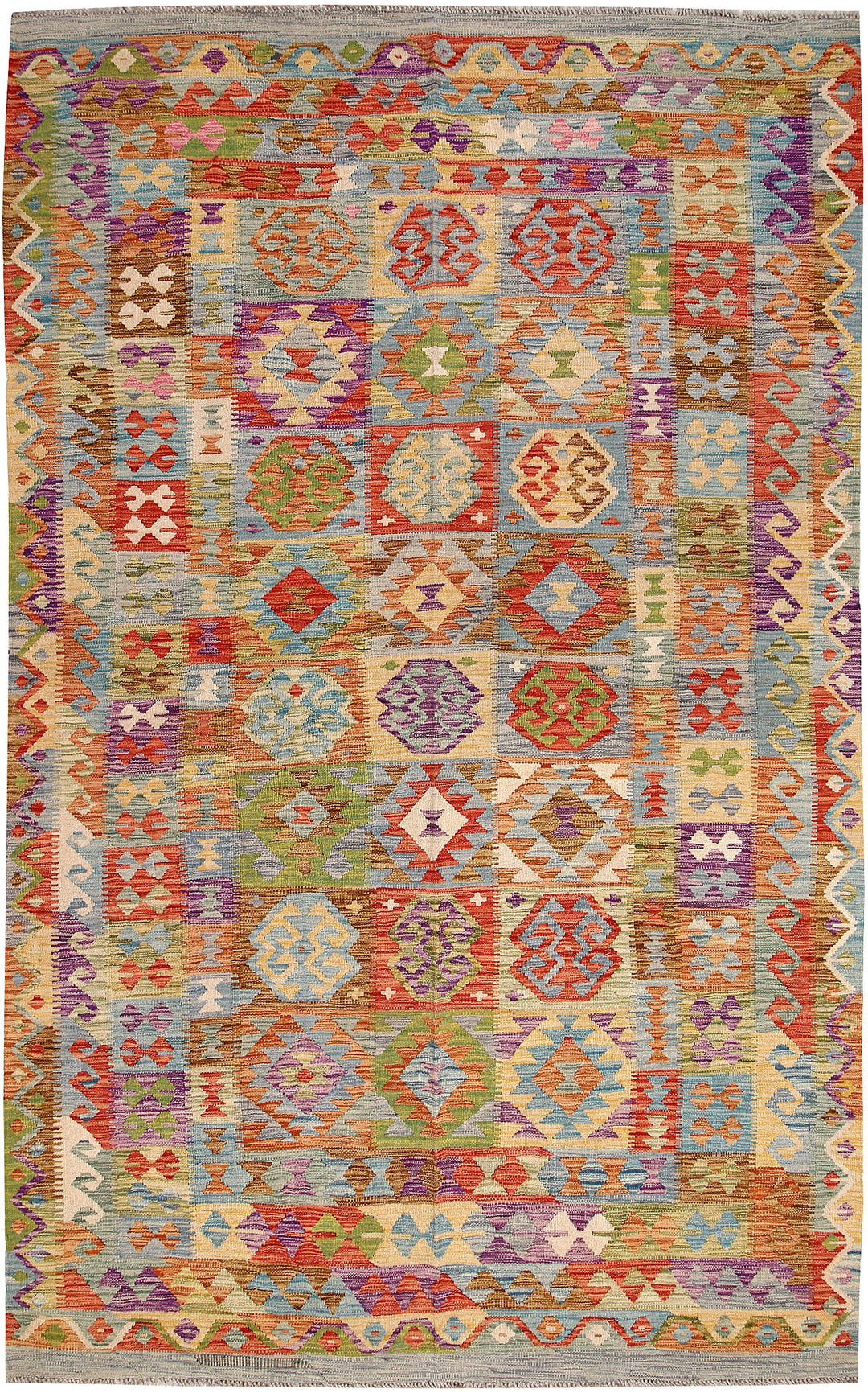 Multi Colored Kilim 6' 5 x 10' 3 - No. 64467 - ALRUG Rug Store