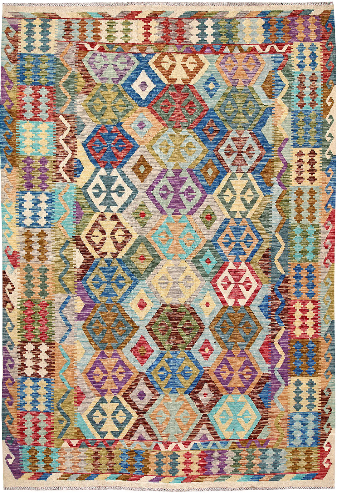 Multi Colored Kilim 6' 10 x 9' 10 - No. 64469 - ALRUG Rug Store
