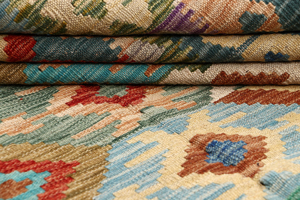 Multi Colored Kilim 6' 10 x 9' 9 - No. 64471 - ALRUG Rug Store