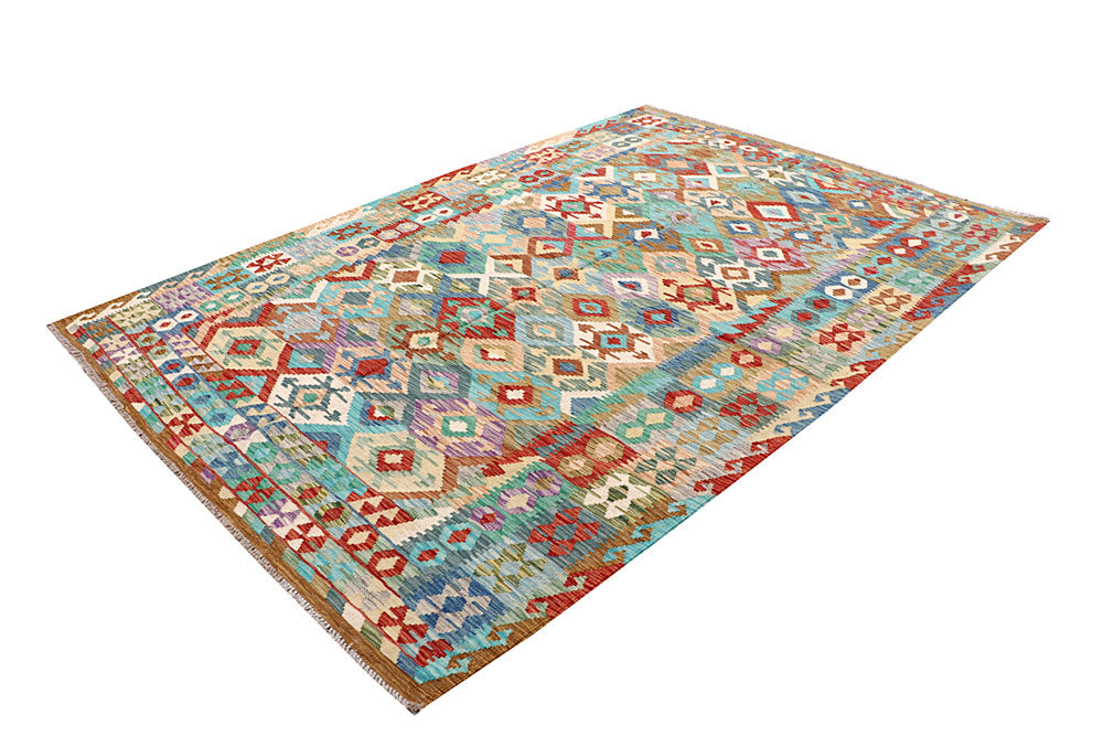 Multi Colored Kilim 6' 10 x 9' 9 - No. 64471 - ALRUG Rug Store