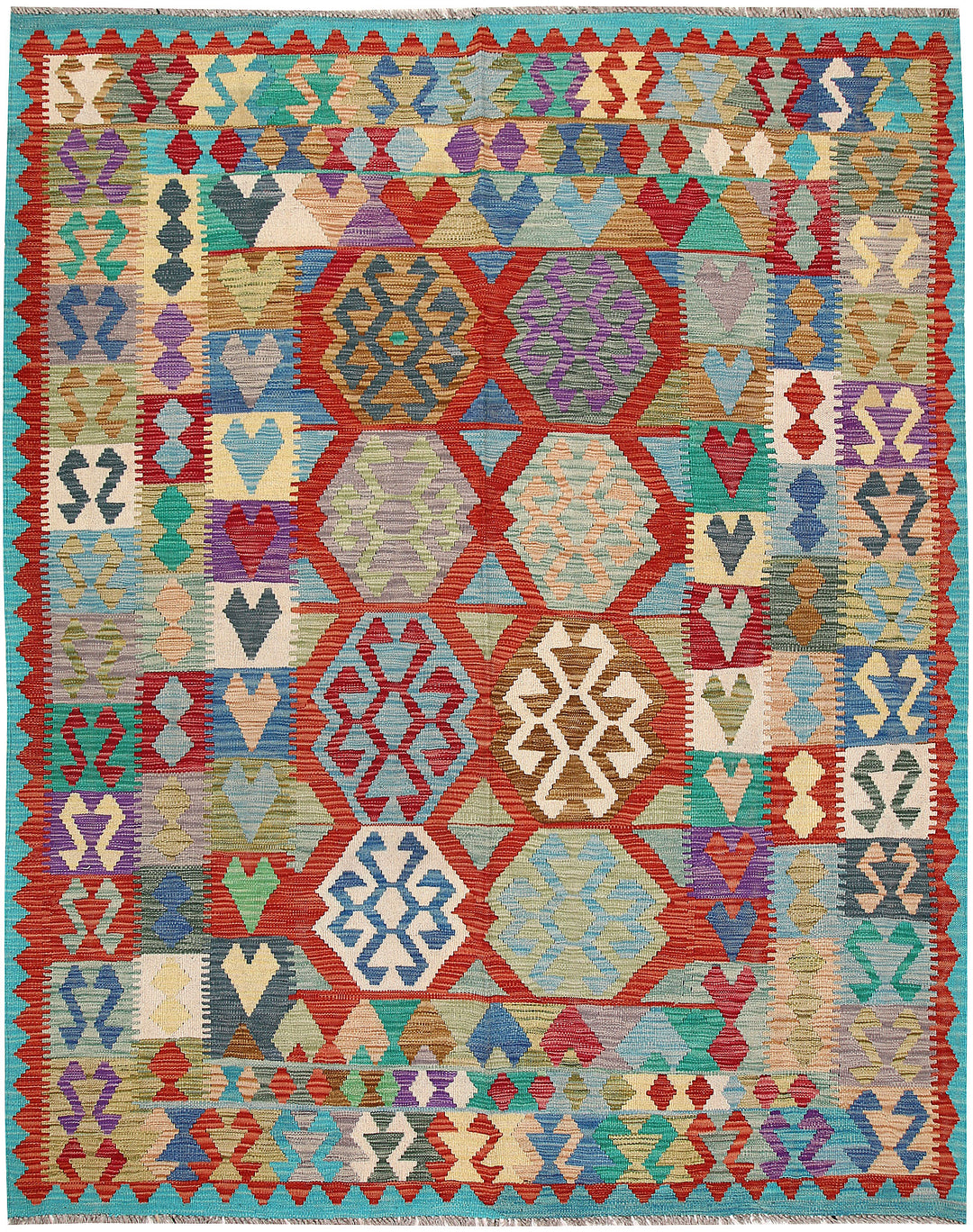 Multi Colored Kilim 6' 8 x 8' 2 - No. 64472 - ALRUG Rug Store