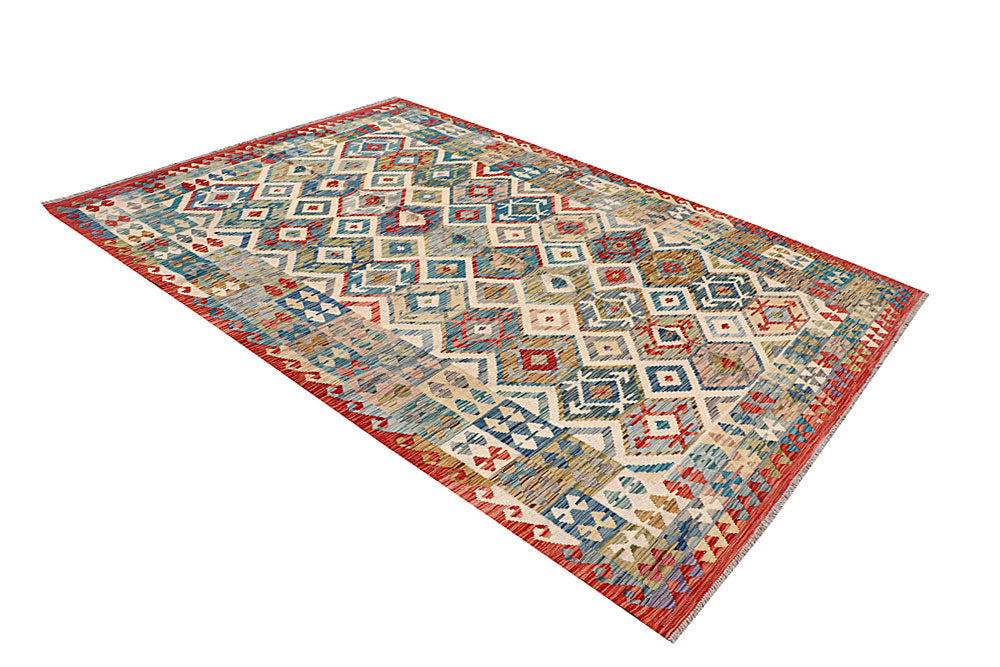 Multi Colored Kilim 6' 4 x 9' 5 - No. 64476 - ALRUG Rug Store