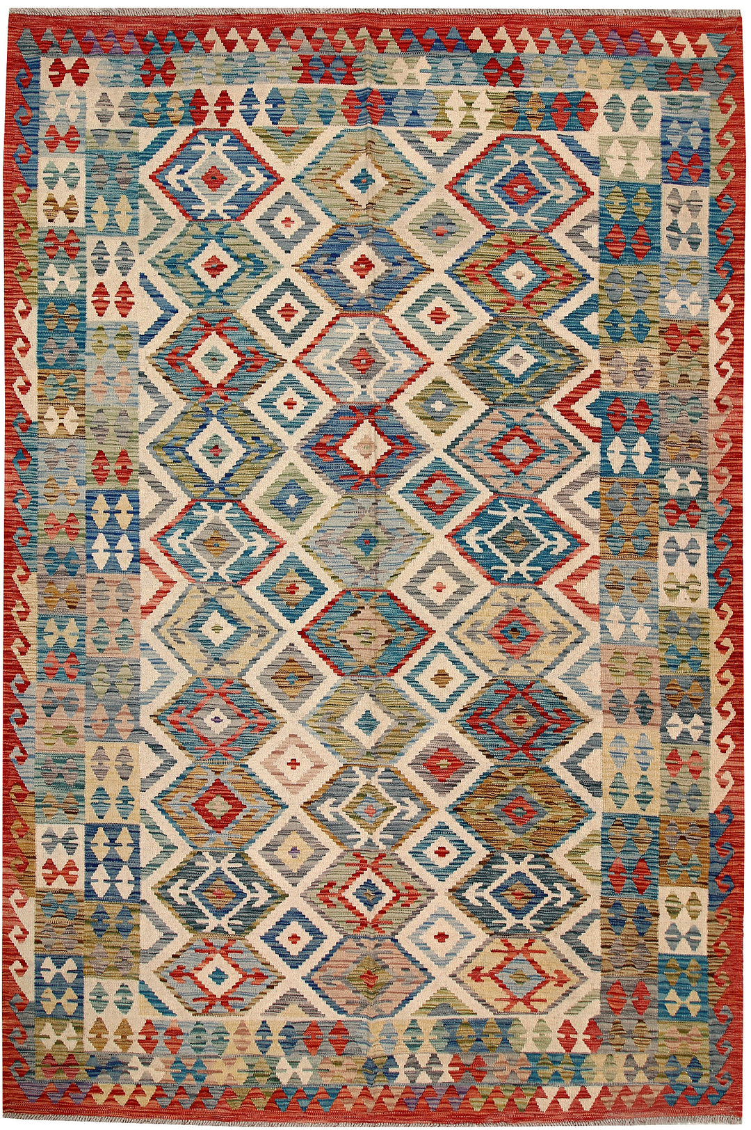 Multi Colored Kilim 6' 4 x 9' 5 - No. 64476 - ALRUG Rug Store