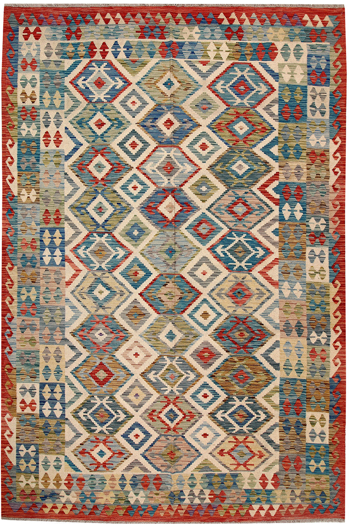 Multi Colored Kilim 6' 4 x 9' 5 - No. 64476 - ALRUG Rug Store