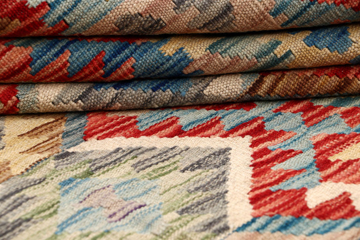 Multi Colored Kilim 6' 1 x 9' 1 - No. 64477 - ALRUG Rug Store