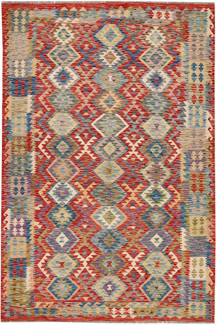 Multi Colored Kilim 6' 1 x 9' 1 - No. 64477 - ALRUG Rug Store