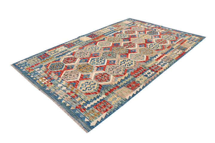 Multi Colored Kilim 6' 3 x 9' - No. 64480 - ALRUG Rug Store