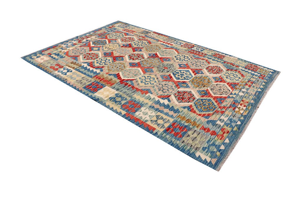 Multi Colored Kilim 6' 3 x 9' - No. 64480 - ALRUG Rug Store