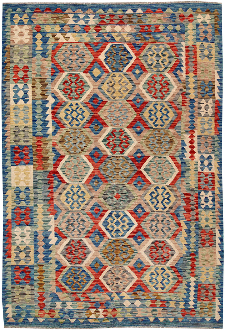 Multi Colored Kilim 6' 3 x 9' - No. 64480 - ALRUG Rug Store