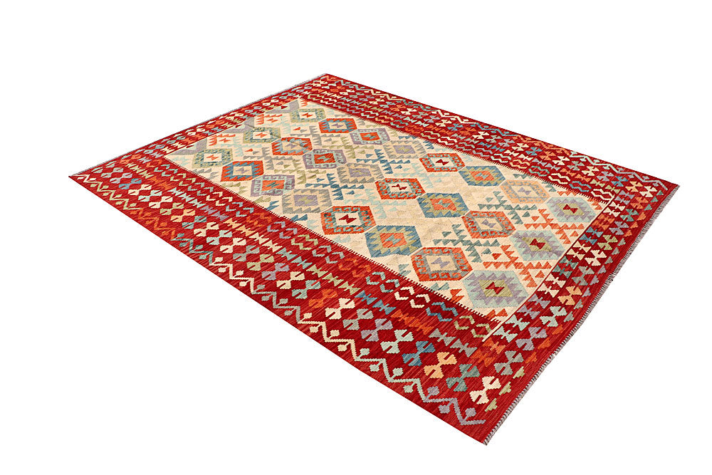 Multi Colored Kilim 6' 8 x 8' - No. 64483 - ALRUG Rug Store