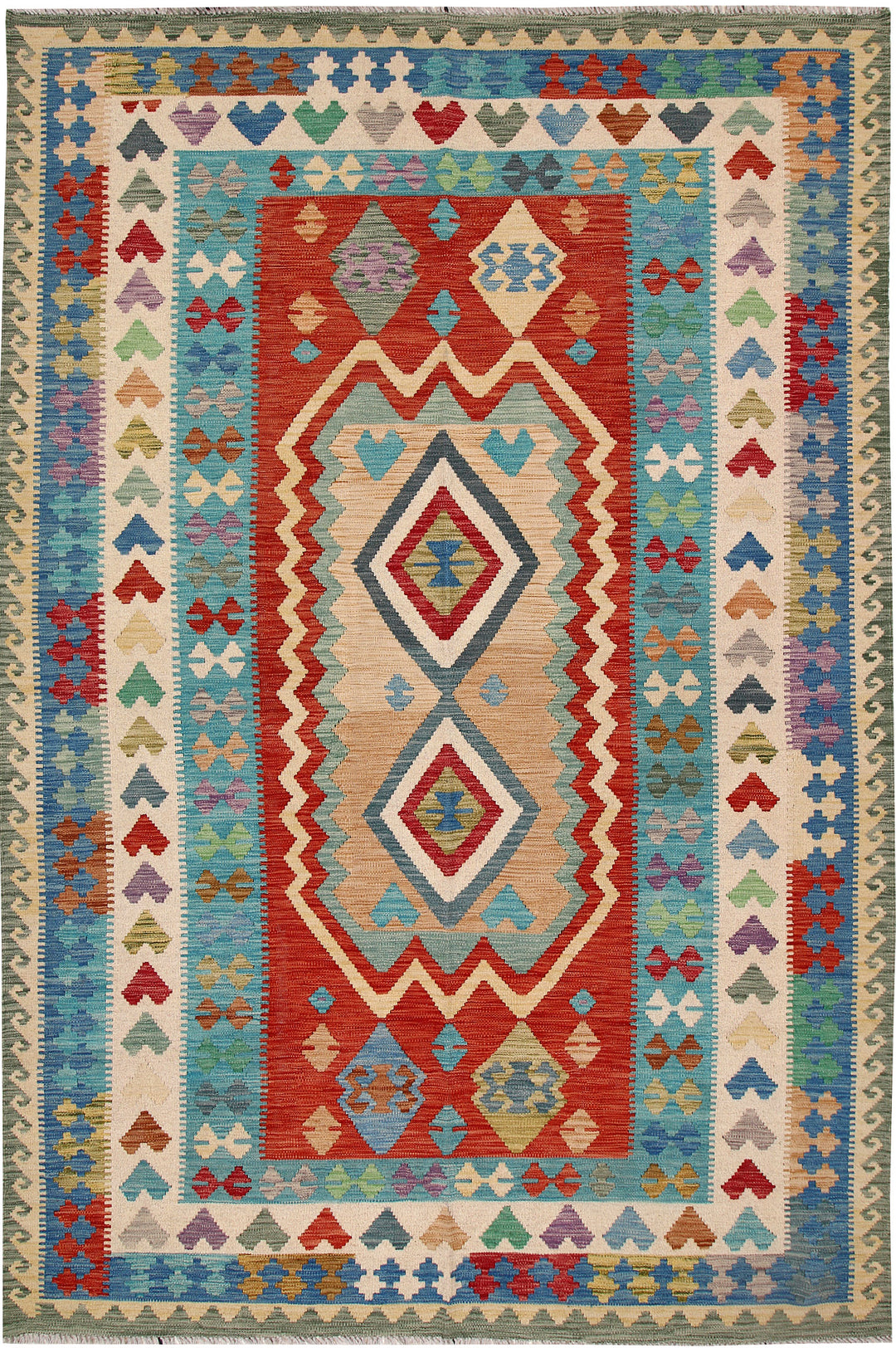 Multi Colored Kilim 6' 9 x 10' - No. 64485 - ALRUG Rug Store