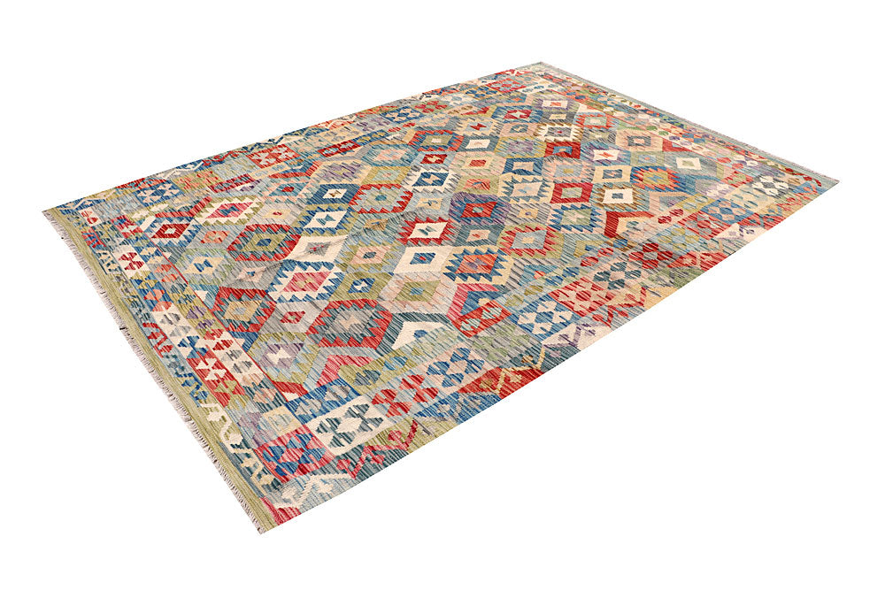 Multi Colored Kilim 6' 3 x 9' 1 - No. 64486 - ALRUG Rug Store
