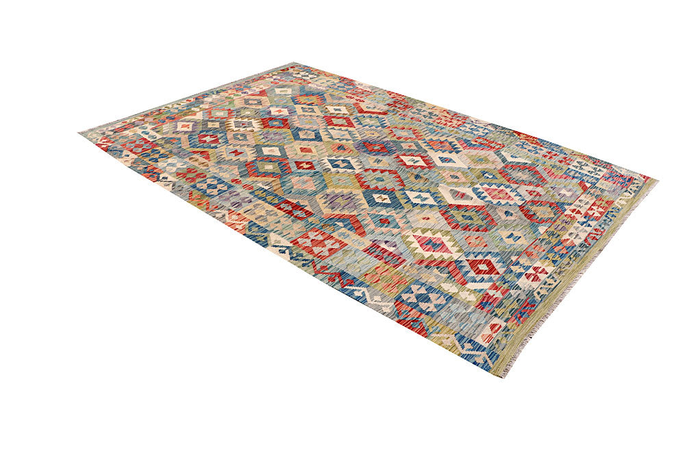 Multi Colored Kilim 6' 3 x 9' 1 - No. 64486 - ALRUG Rug Store