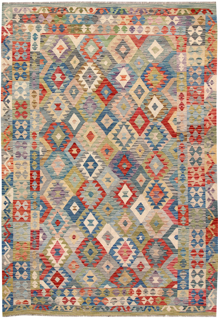 Multi Colored Kilim 6' 3 x 9' 1 - No. 64486 - ALRUG Rug Store