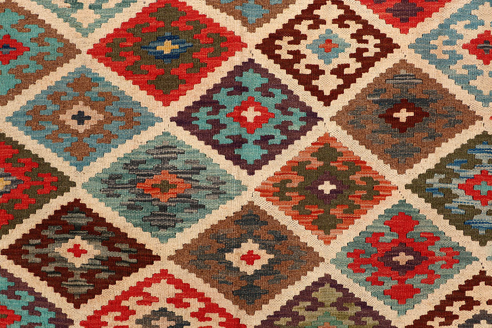 Multi Colored Kilim 6' 5 x 9' 9 - No. 64487 - ALRUG Rug Store