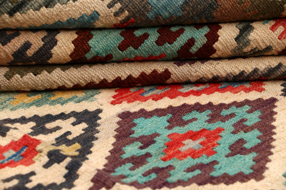 Multi Colored Kilim 6' 5 x 9' 9 - No. 64487 - ALRUG Rug Store