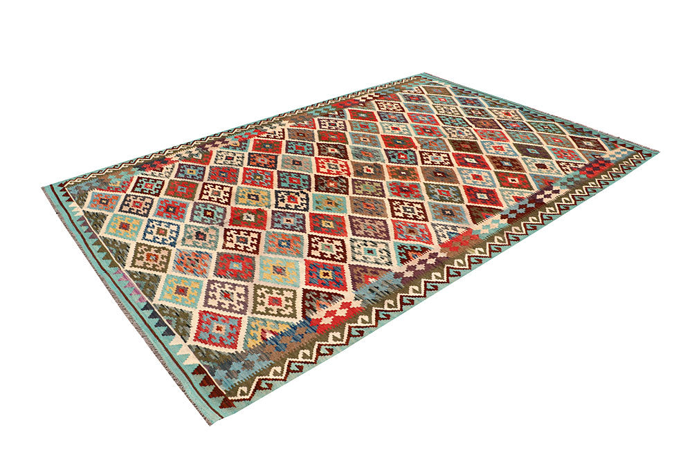 Multi Colored Kilim 6' 5 x 9' 9 - No. 64487 - ALRUG Rug Store