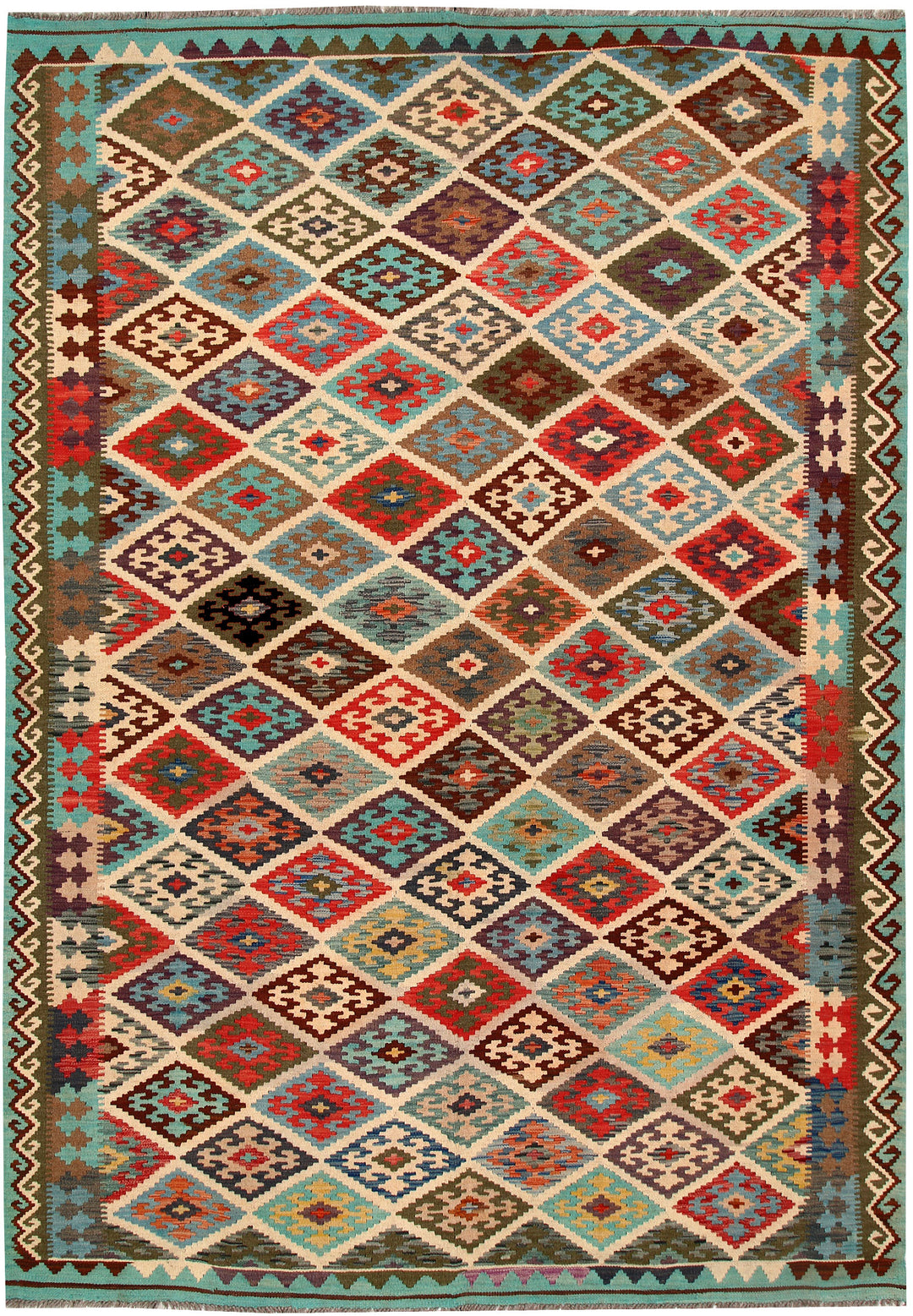 Multi Colored Kilim 6' 5 x 9' 9 - No. 64487 - ALRUG Rug Store