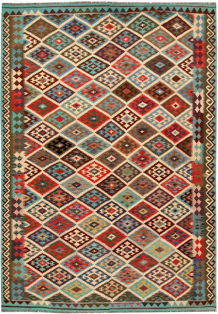 Multi Colored Kilim 6' 5 x 9' 9 - No. 64487 - ALRUG Rug Store