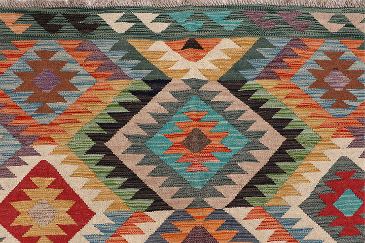Multi Colored Kilim 5' 11 x 9' 1 - No. 64488 - ALRUG Rug Store