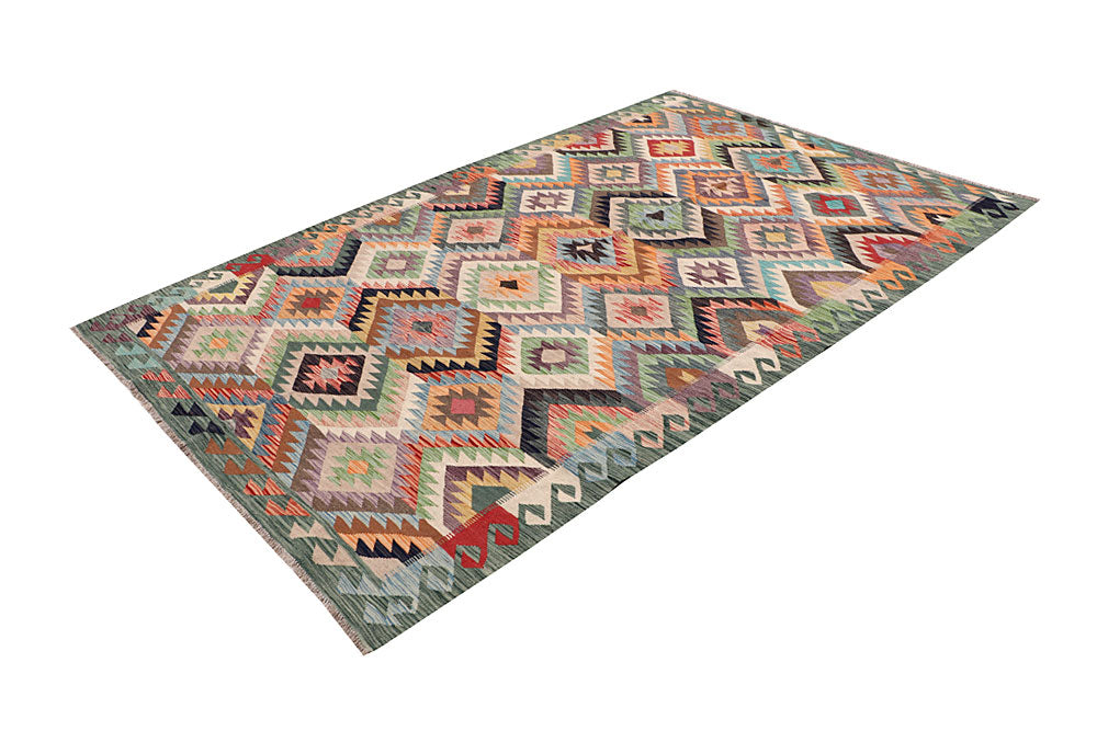Multi Colored Kilim 5' 11 x 9' 1 - No. 64488 - ALRUG Rug Store