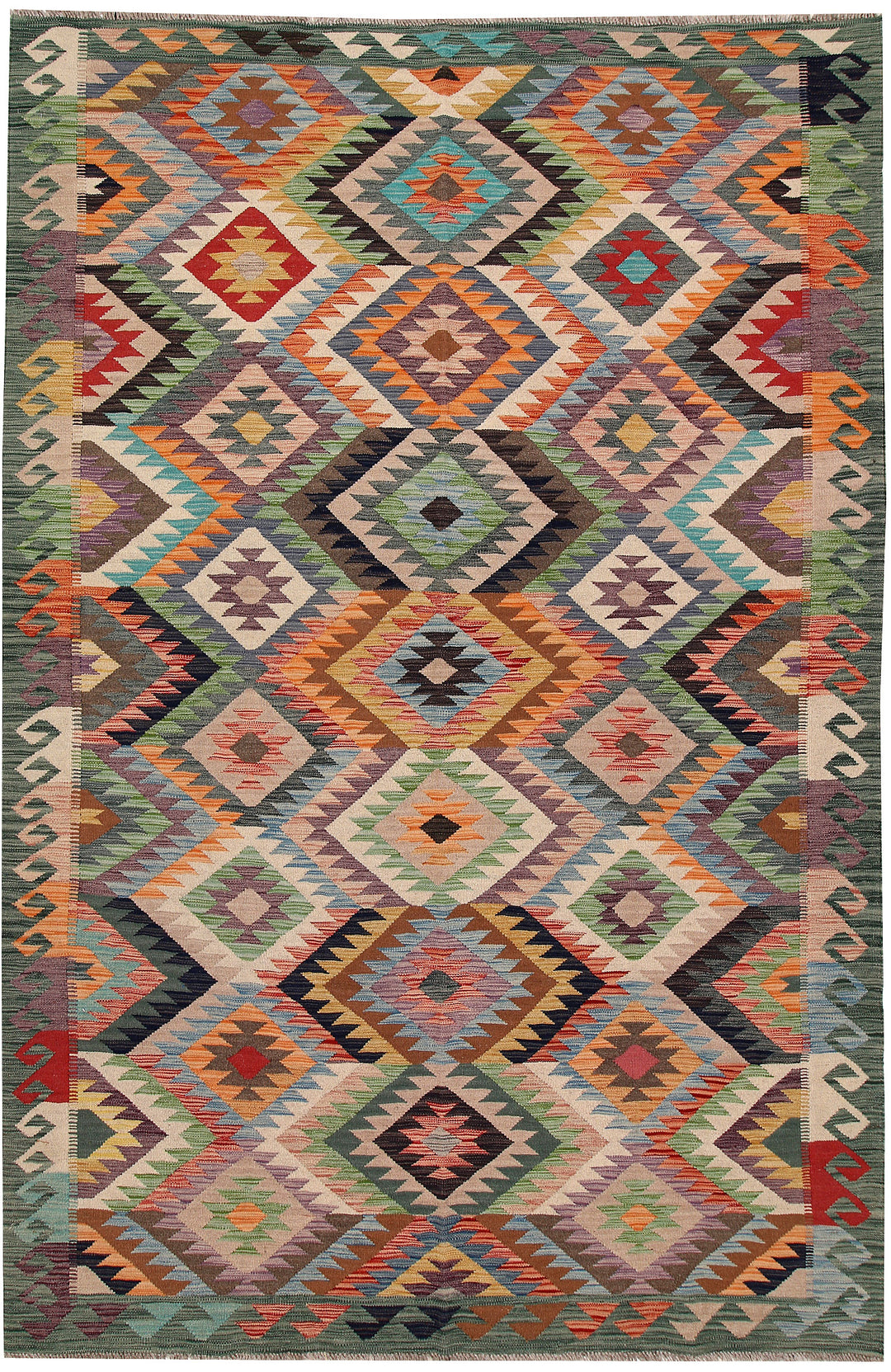 Multi Colored Kilim 5' 11 x 9' 1 - No. 64488 - ALRUG Rug Store