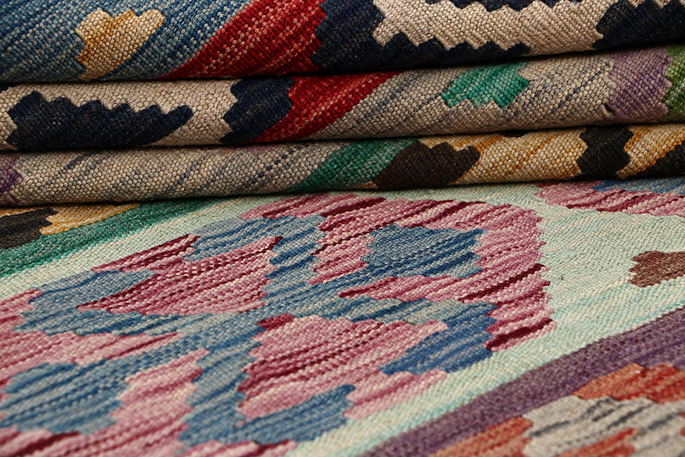 Multi Colored Kilim 6' 7 x 9' 11 - No. 64489 - ALRUG Rug Store