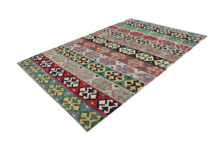 Multi Colored Kilim 6' 7 x 9' 11 - No. 64489 - ALRUG Rug Store
